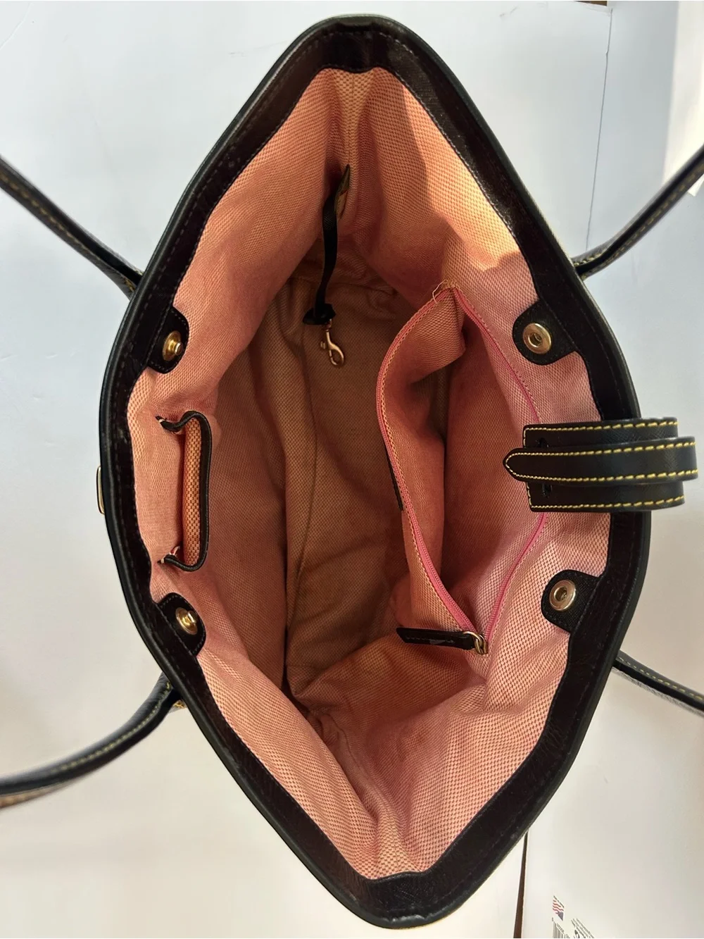 Dooney & Bourke Multicolor Monogram Tote with Black Trim
